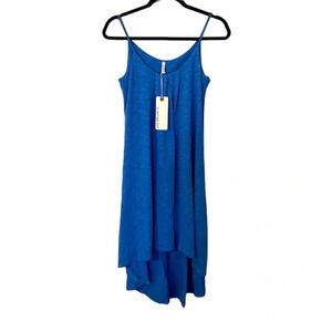 Lanston Women’s Blue Spaghetti Strap High-Low Pleated Ruffle Dress Size S NWT